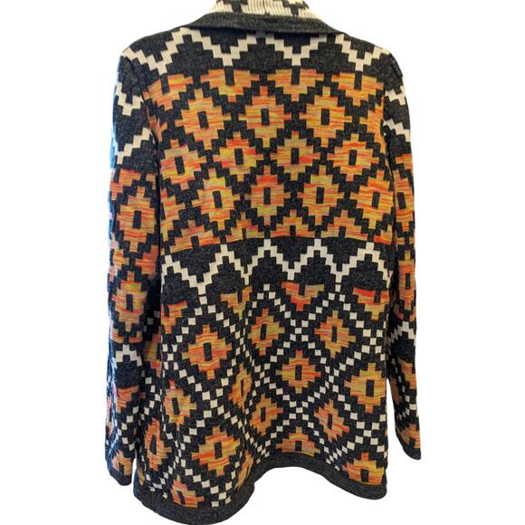 Bass Cardigan Womens Small Southwestern Open Front Boho Geometric Fall Sweater - Picture 8 of 16
